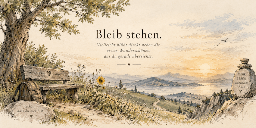 Bleib stehen – Vielleicht blüht direkt neben dir etwas Wunderschönes, das du gerade übersiehst.